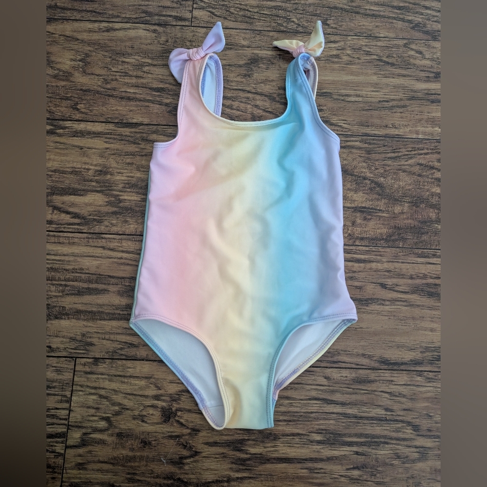 $ H&M Pastel Rainbow One Piece Swim‎ With Bows